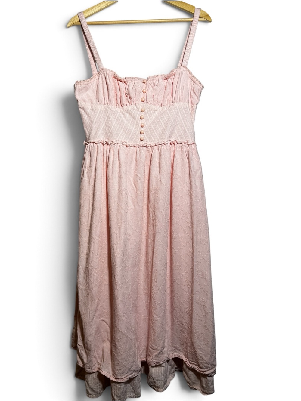 Commense milkmaid Dress Size Large pink midi prairie cottagecore ren fair
